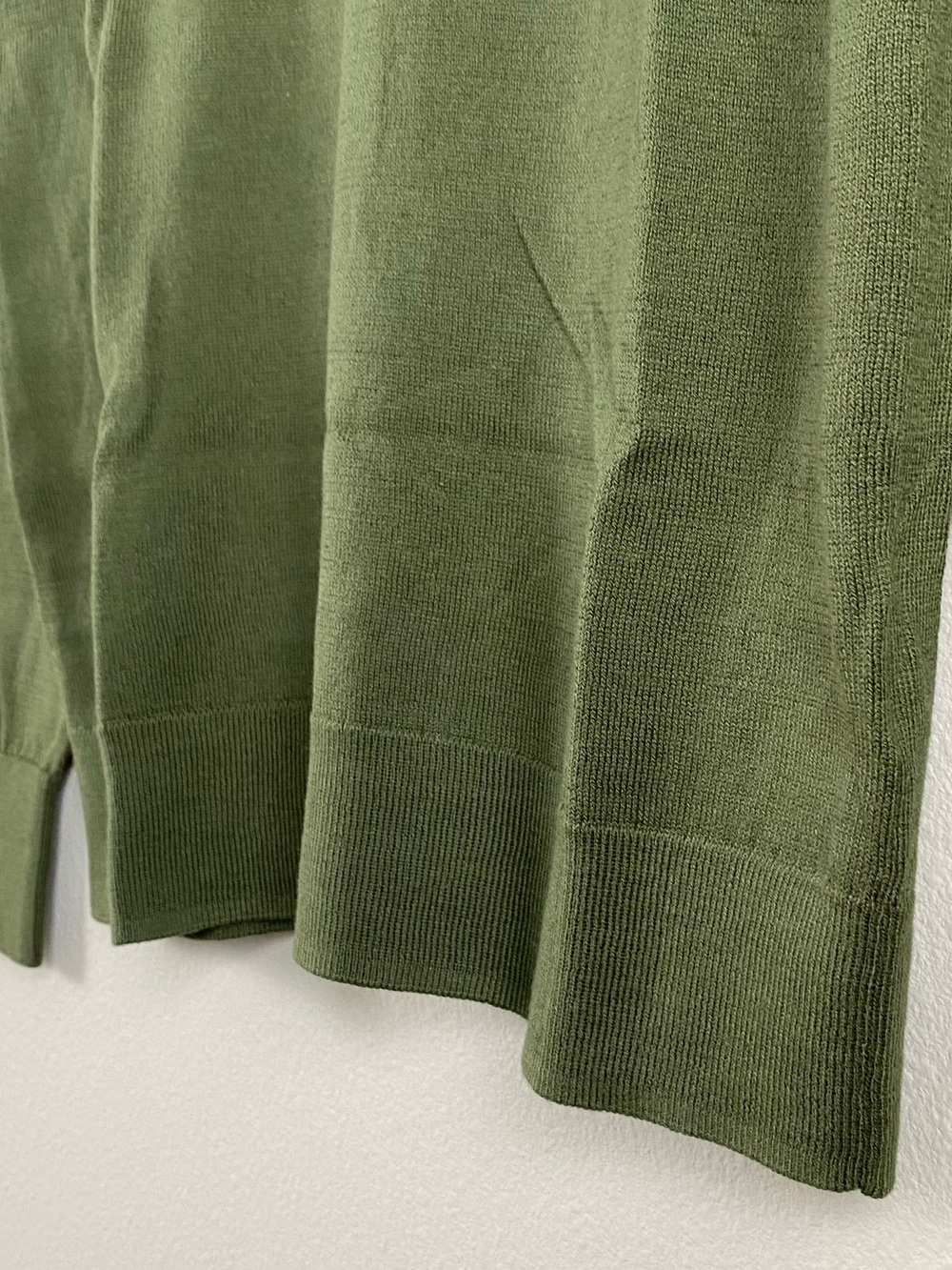 J. Crew Factory Cotton Long Sleeve Open Collar Sweater Polo | Distressed Fatigue - Picture 12 of 16